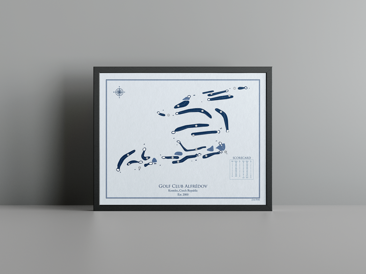 Golf Club Alfrédov golf course print, blue frame