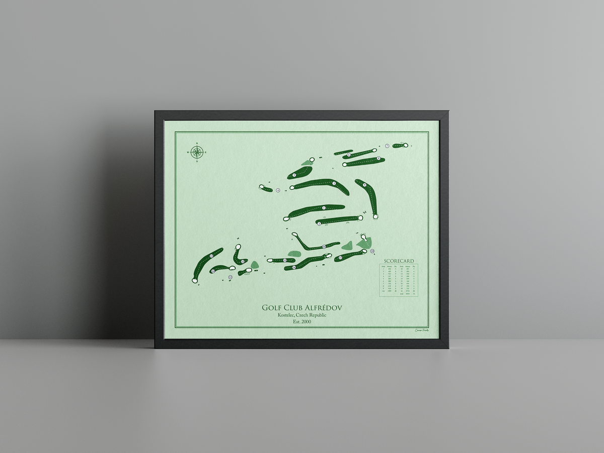 Golf Club Alfrédov golf course print, green frame