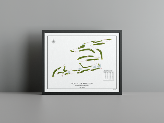 Golf Club Alfrédov golf course print, white frame
