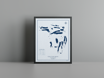 Golf Club Arosa golf course print, blue frame