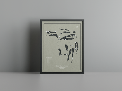 Golf Club Arosa golf course print, brown frame