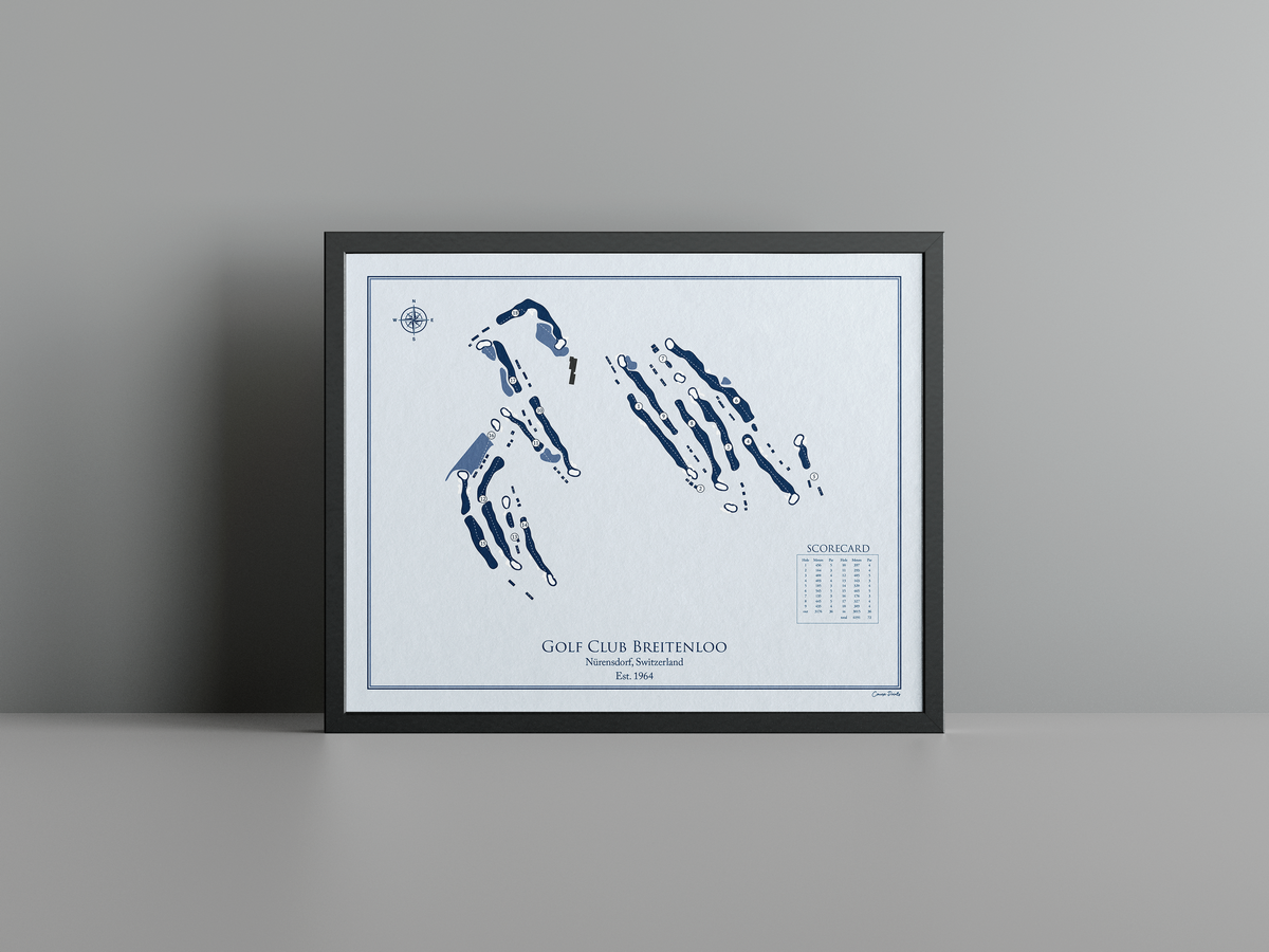 Golf Club Breitenloo golf course print, blue frame