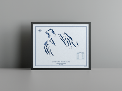 Golf Club Breitenloo golf course print, blue frame