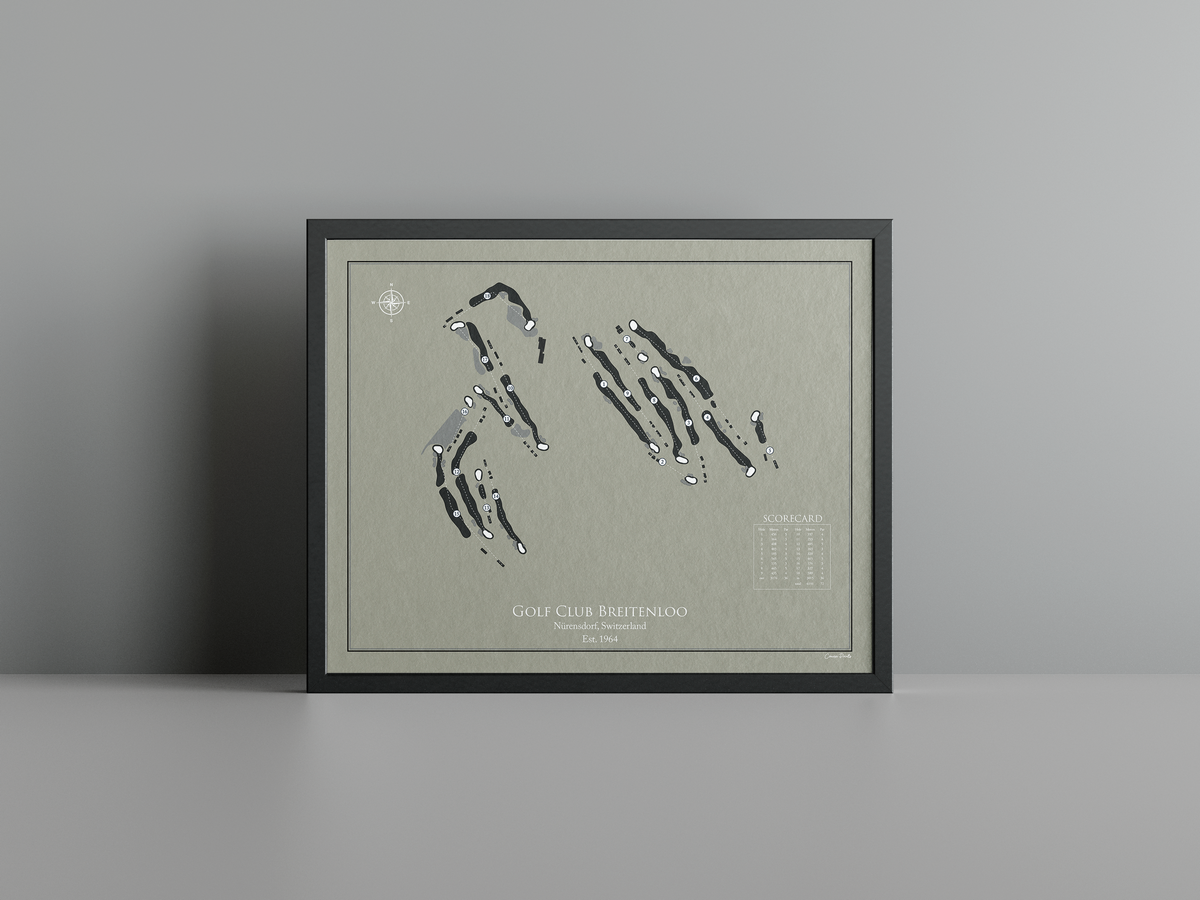 Golf Club Breitenloo golf course print, brown frame