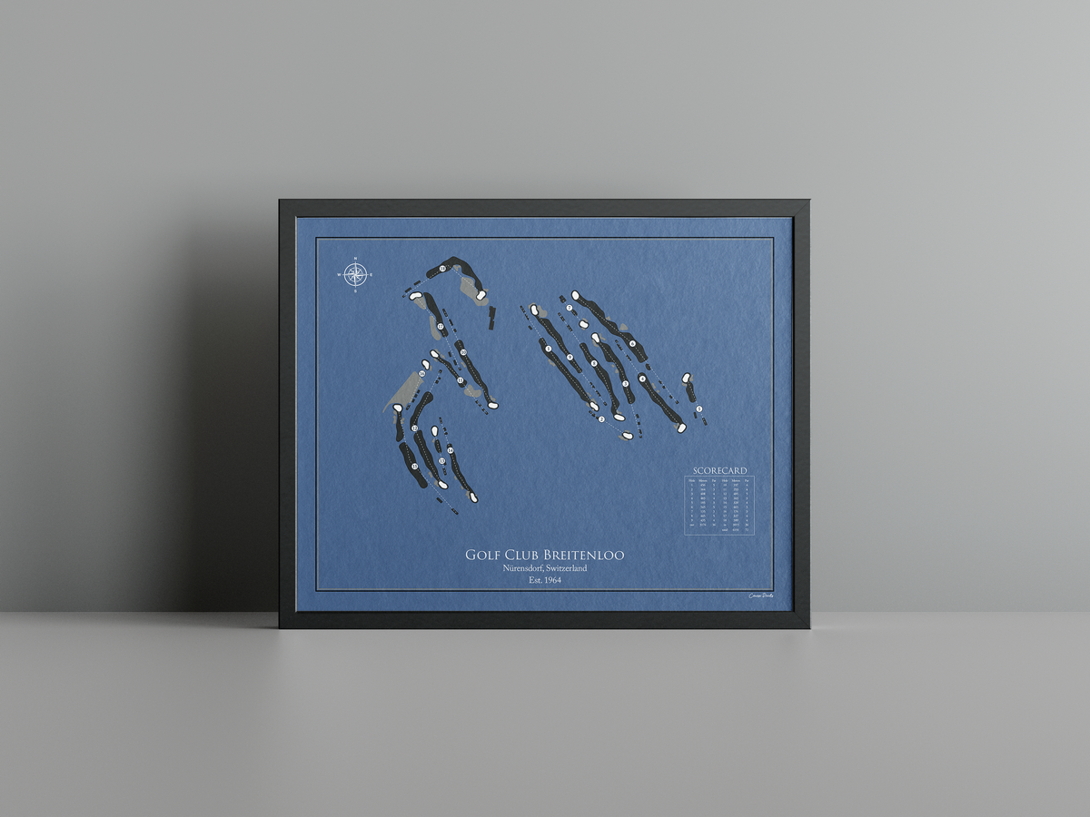 Golf Club Breitenloo golf course print, navy frame