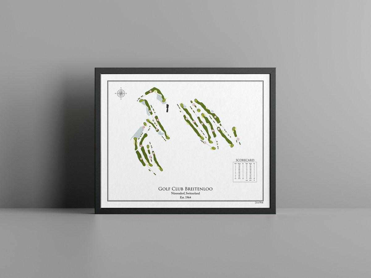 Golf Club Breitenloo golf course print, white frame
