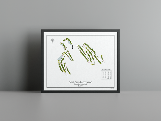 Golf Club Breitenloo golf course print, white frame