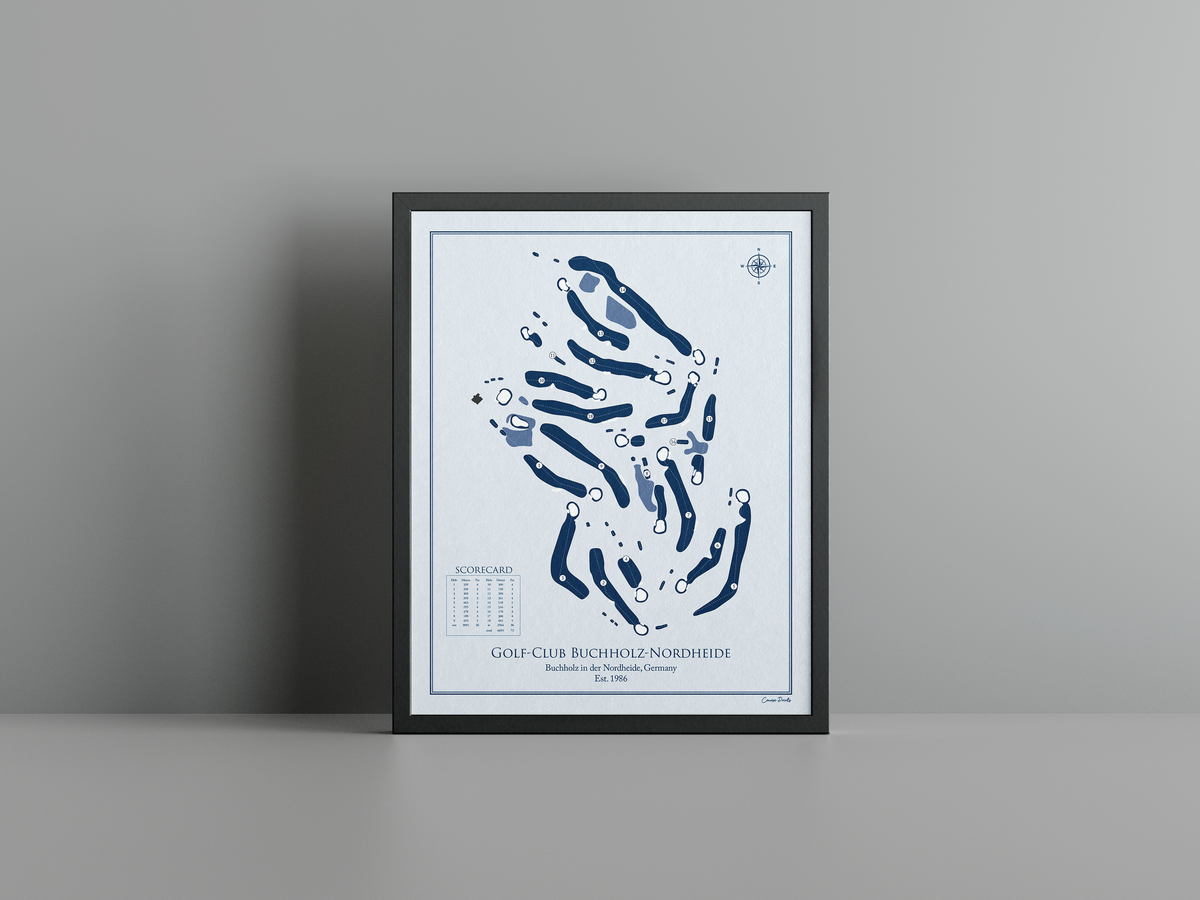 Golf-Club Buchholz-Nordheide golf course print, blue frame