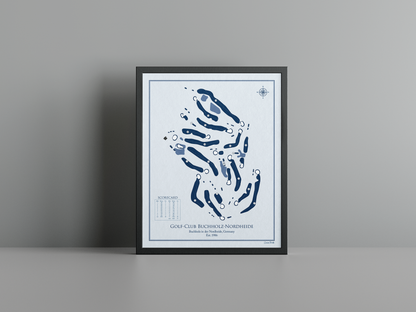 Golf-Club Buchholz-Nordheide golf course print, blue frame