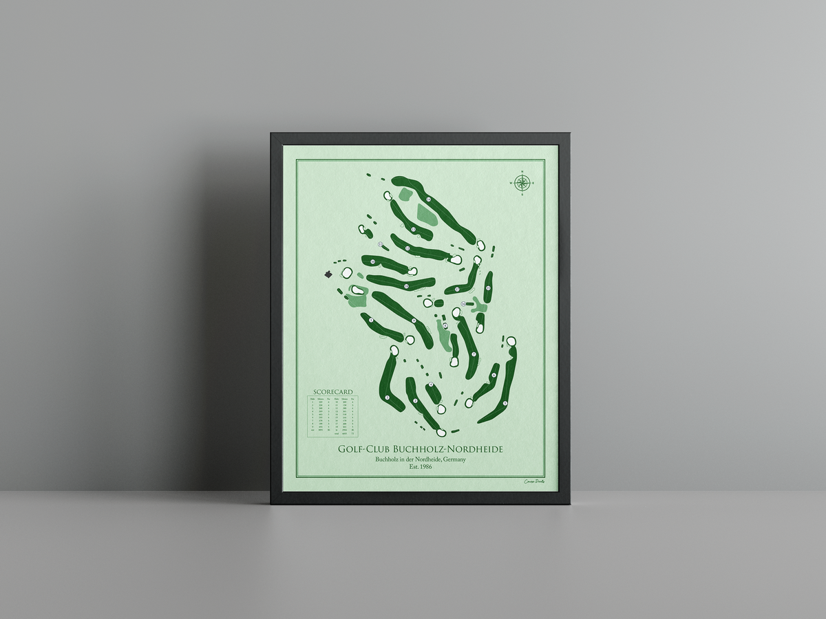 Golf-Club Buchholz-Nordheide golf course print, green frame