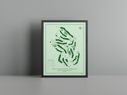 Golf-Club Buchholz-Nordheide golf course print, green frame