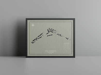 Golf Club Davos golf course print, brown frame