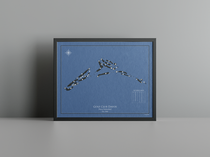 Golf Club Davos golf course print, navy frame