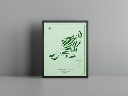 Golf Club de Genève golf course print, green frame