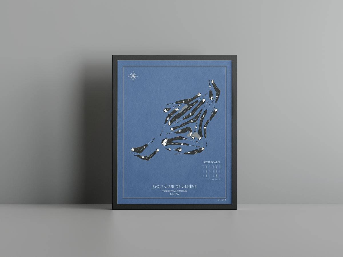Golf Club de Genève golf course print, navy frame