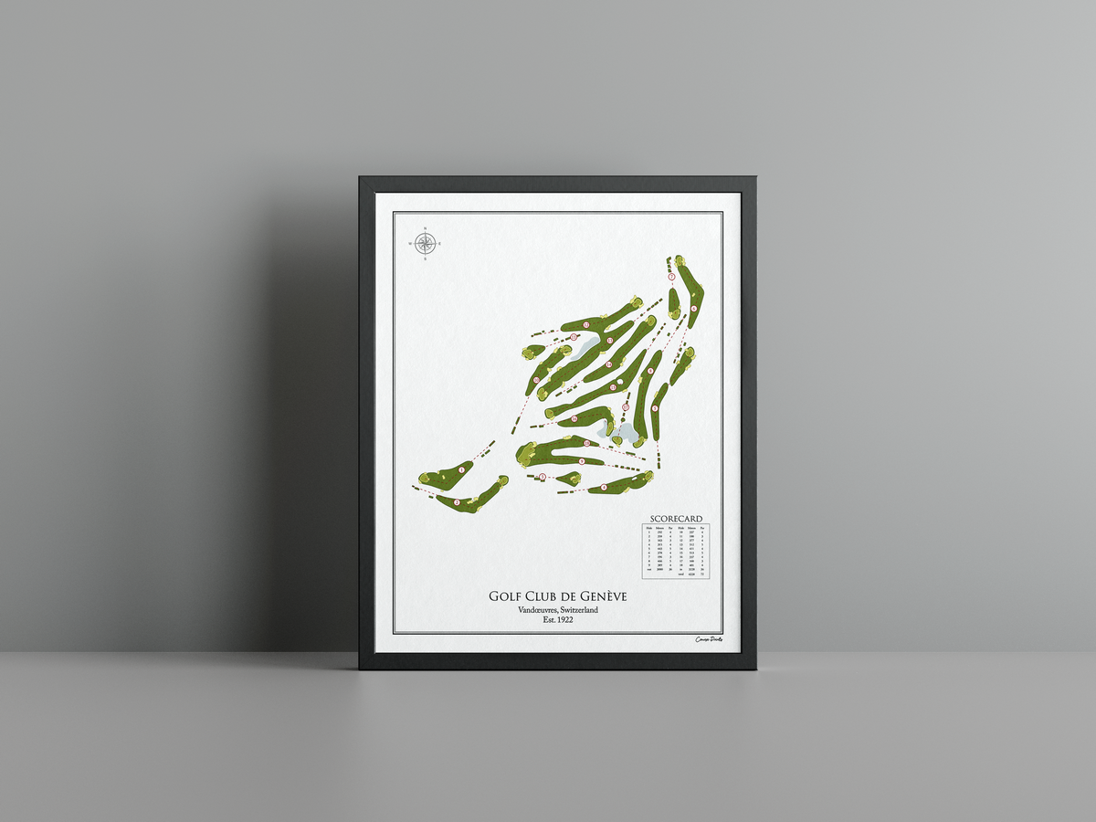 Golf Club de Genève golf course print, white frame