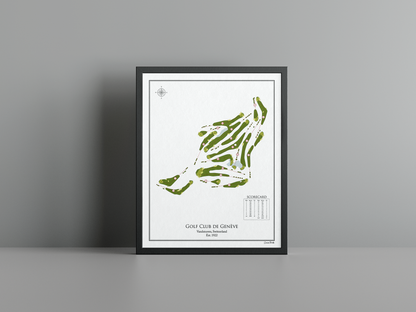 Golf Club de Genève golf course print, white frame