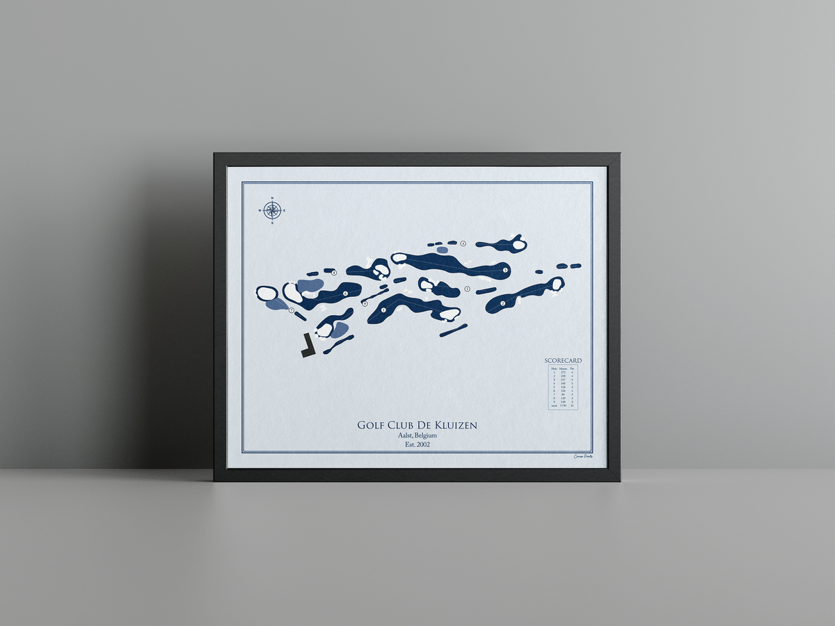 Golf Club De Kluizen golf course print, blue frame