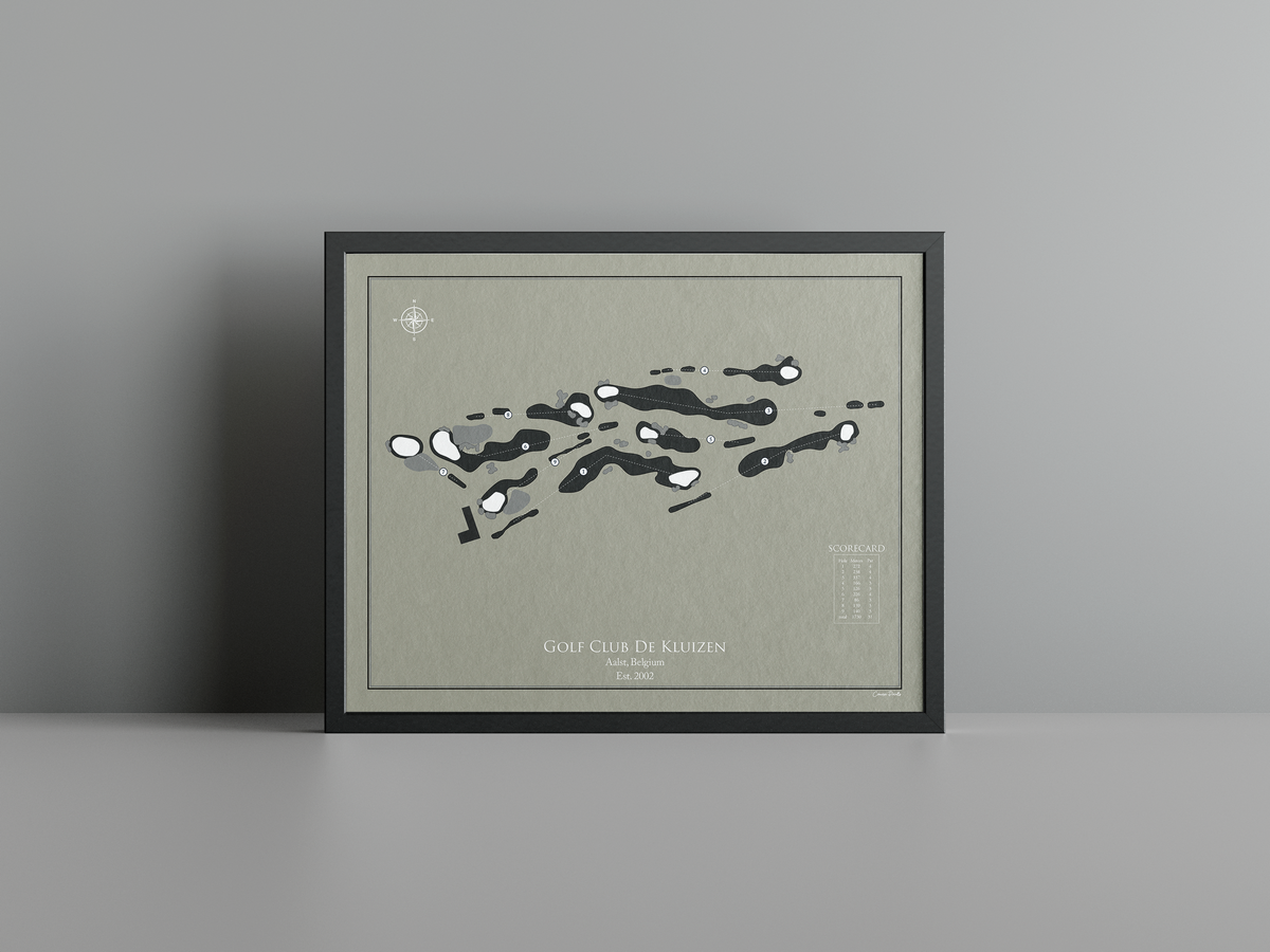 Golf Club De Kluizen golf course print, brown frame