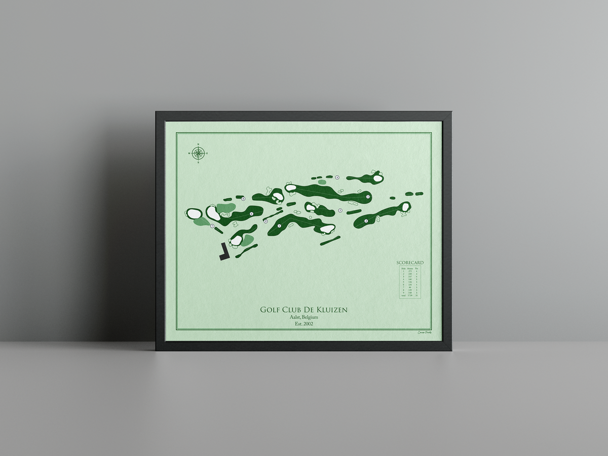 Golf Club De Kluizen golf course print, green frame