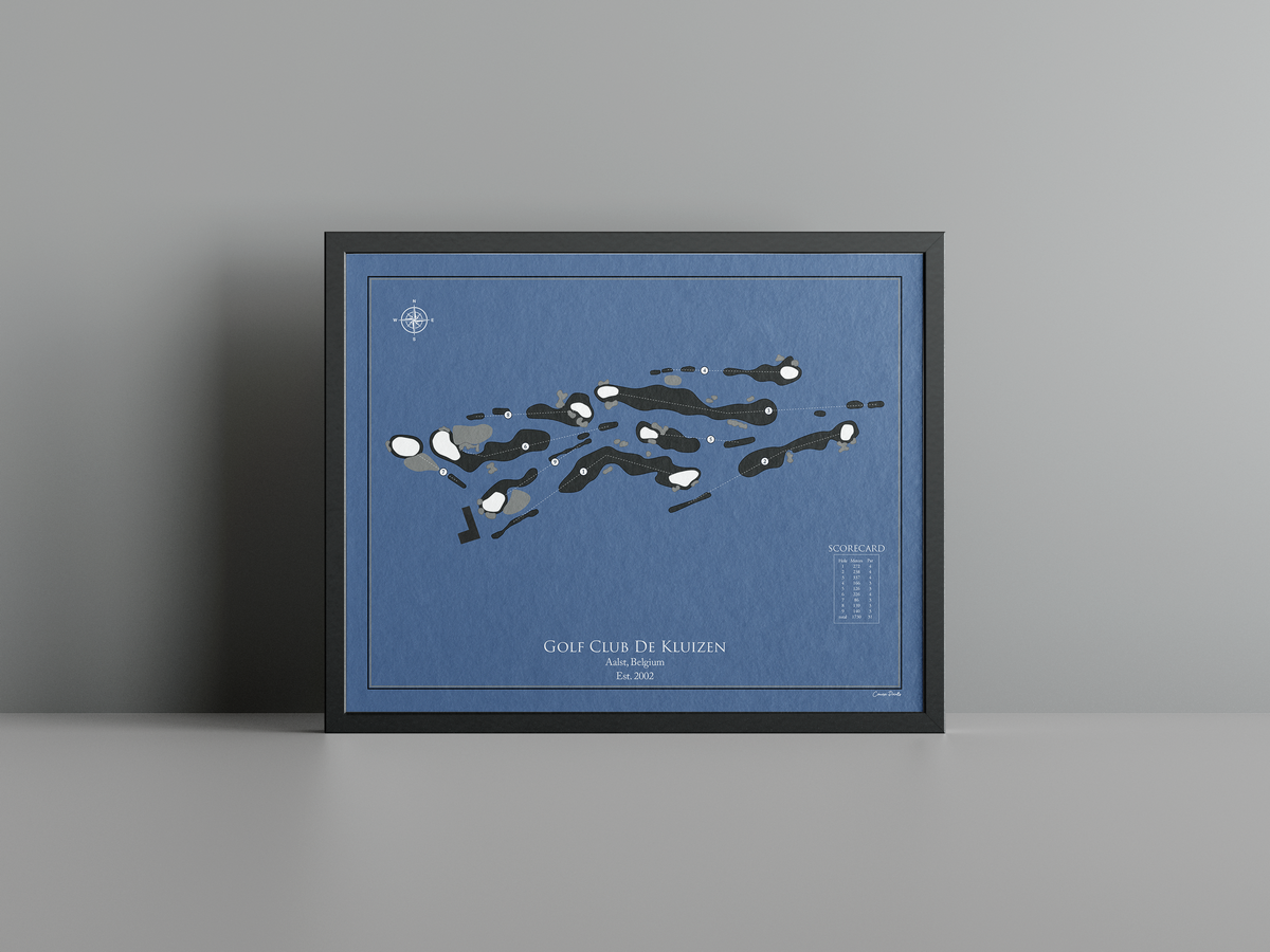 Golf Club De Kluizen golf course print, navy frame