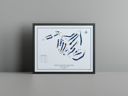 Golf Club de Lausanne golf course print, blue frame