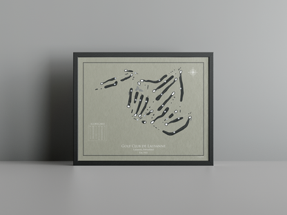 Golf Club de Lausanne golf course print, brown frame