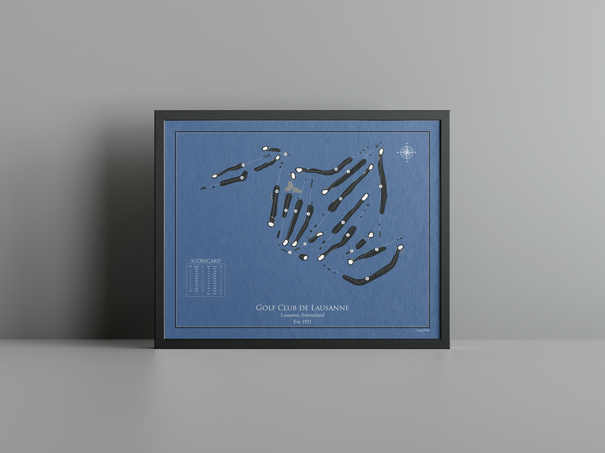 Golf Club de Lausanne golf course print, navy frame