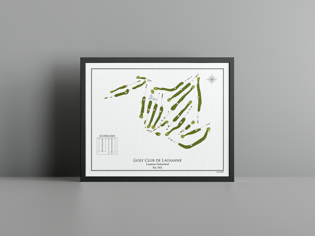 Golf Club de Lausanne golf course print, white frame
