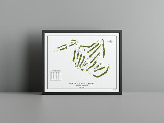 Golf Club de Lausanne golf course print, white frame