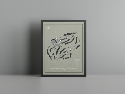 Golf Club Domaine de Champlong golf course print, brown frame