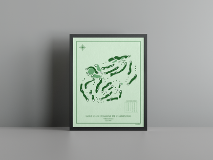 Golf Club Domaine de Champlong golf course print, green frame