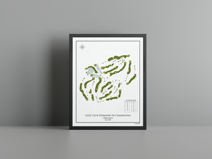 Golf Club Domaine de Champlong golf course print, white frame