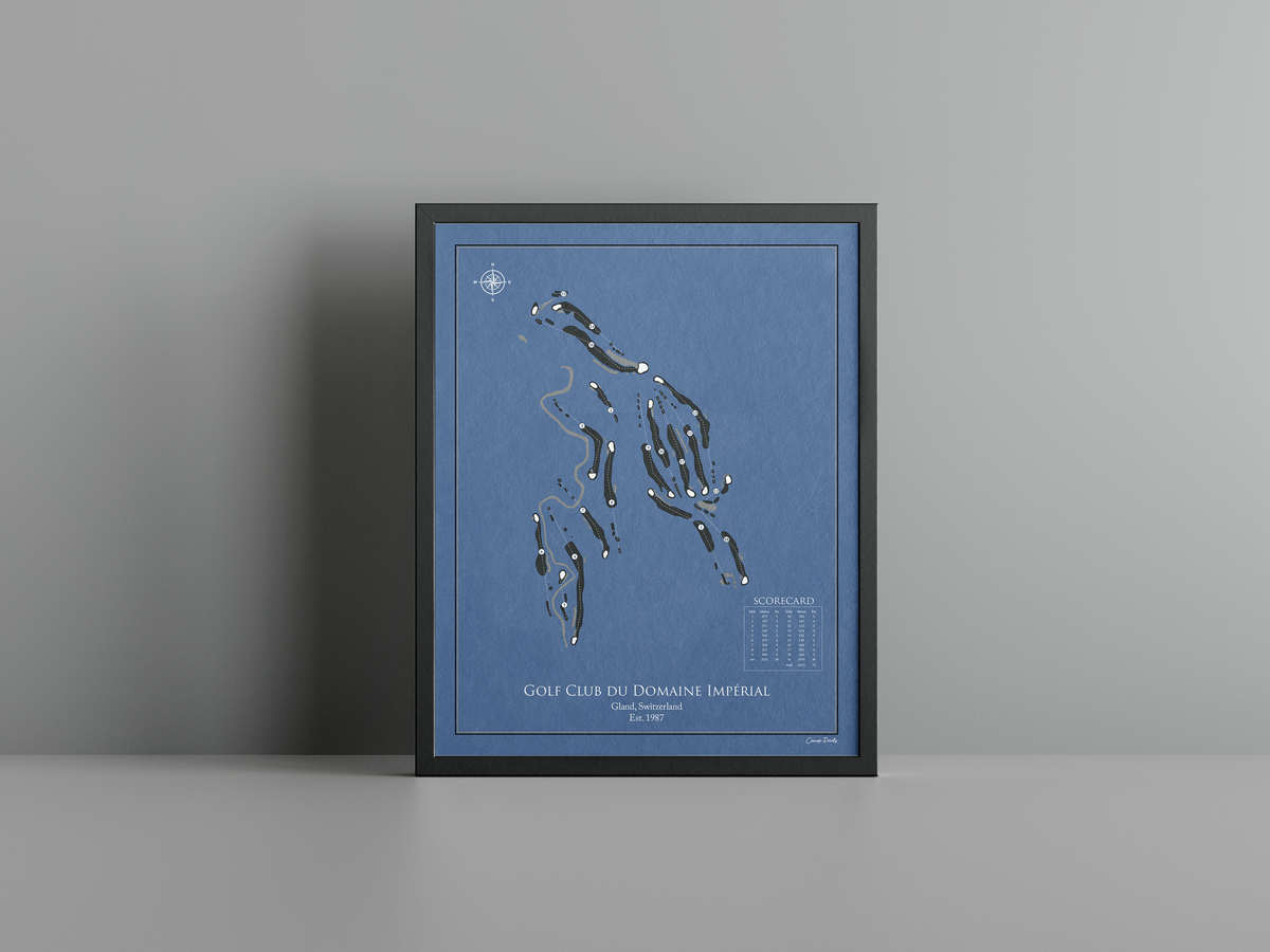 Golf Club du Domaine Impérial golf course print, navy frame