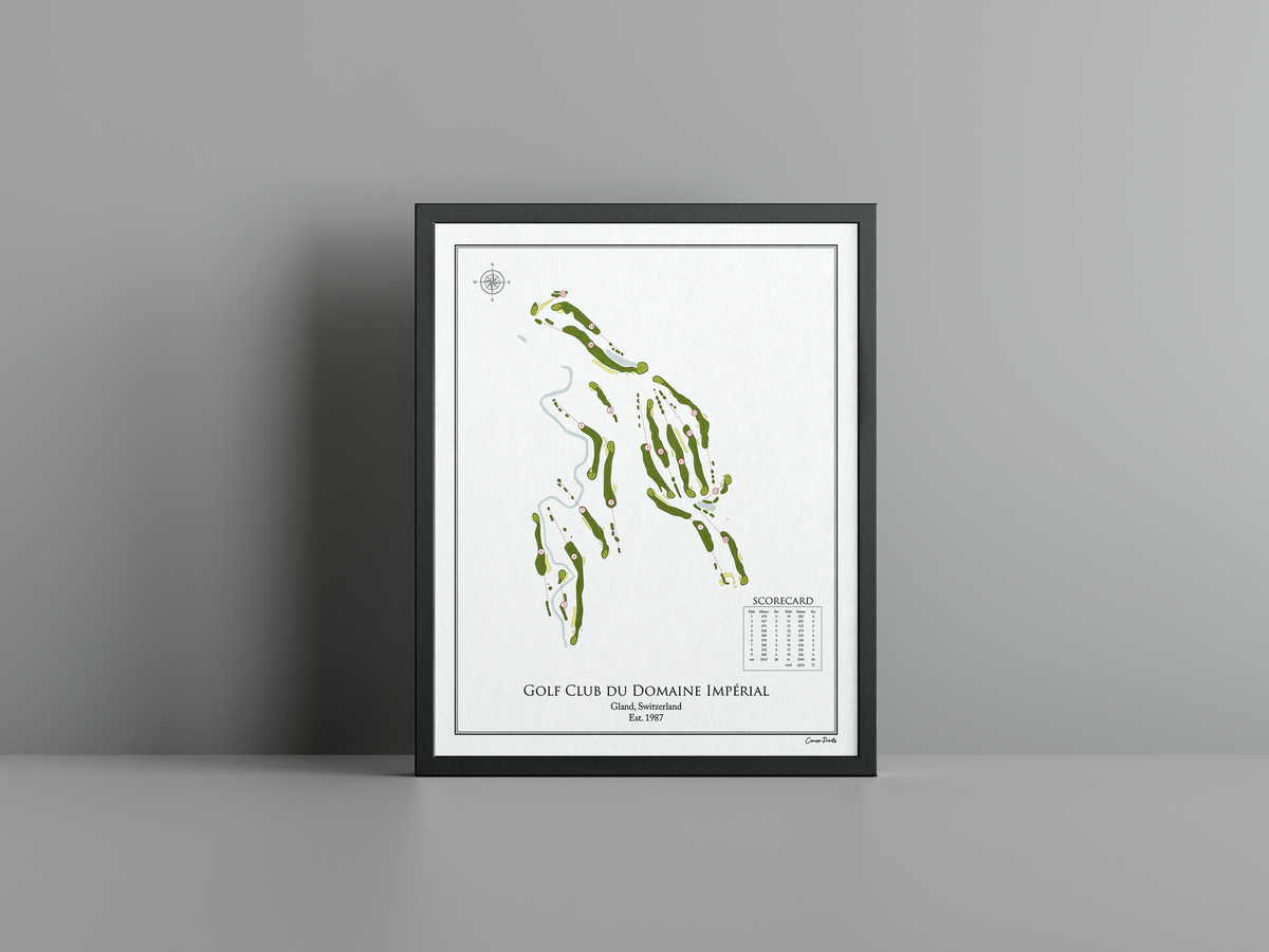 Golf Club du Domaine Impérial golf course print, white frame