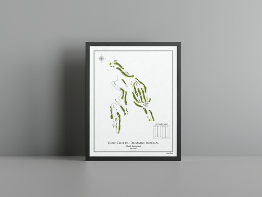 Golf Club du Domaine Impérial golf course print, white frame