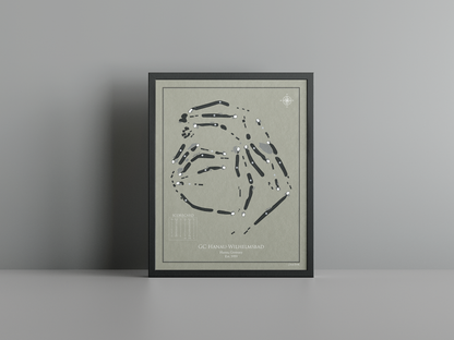 Golf Club Hanau-Wilhelmsbad golf course print, brown frame