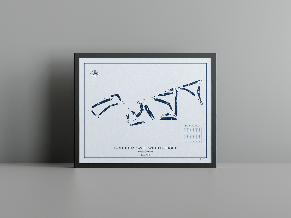 Golf-Club Kassel-Wilhelmshöhe golf course print, blue frame
