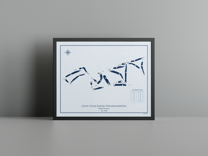 Golf-Club Kassel-Wilhelmshöhe golf course print, blue frame