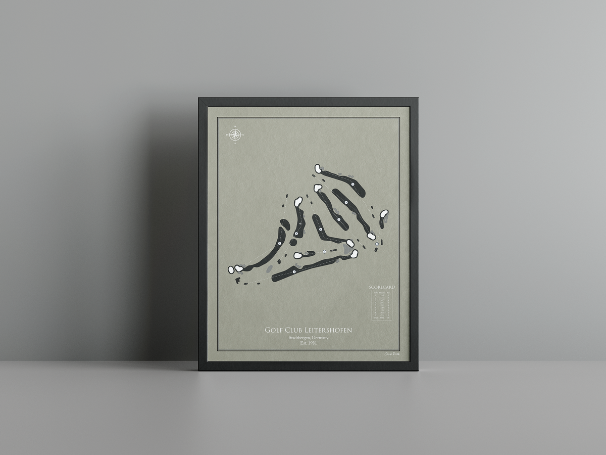 Golf Club Leitershofen golf course print, brown frame