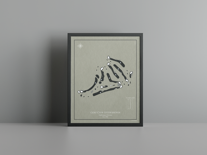 Golf Club Leitershofen golf course print, brown frame