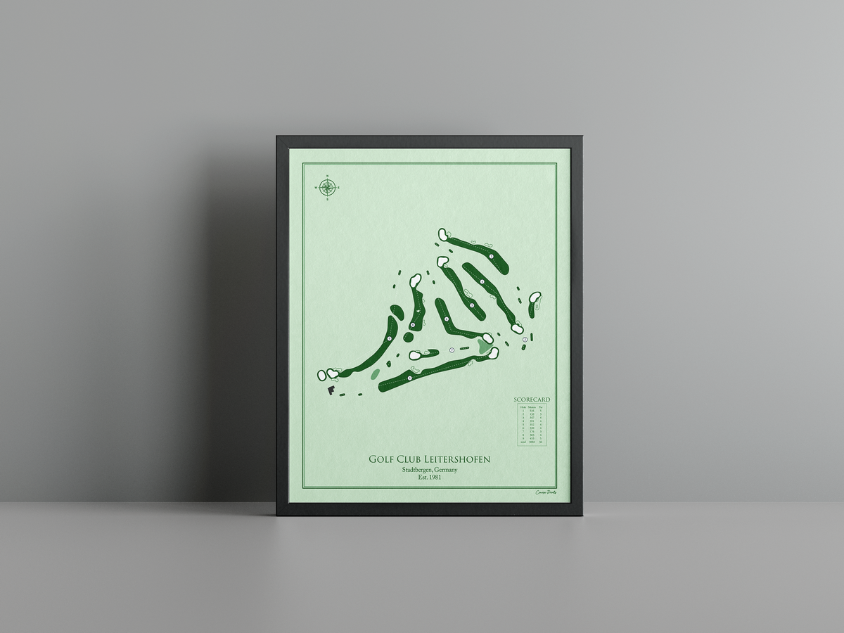 Golf Club Leitershofen golf course print, green frame
