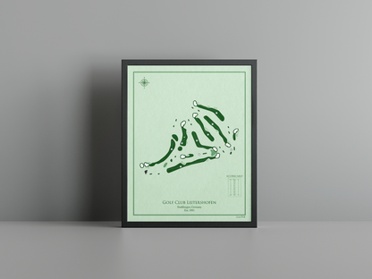 Golf Club Leitershofen golf course print, green frame