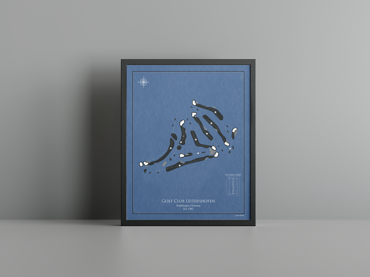 Golf Club Leitershofen golf course print, navy frame