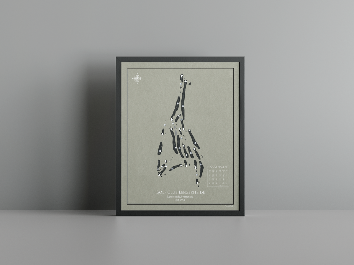 Golf Club Lenzerheide golf course print, brown frame