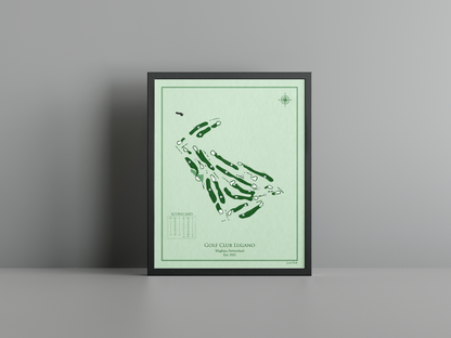 Golf Club Lugano golf course print, green frame