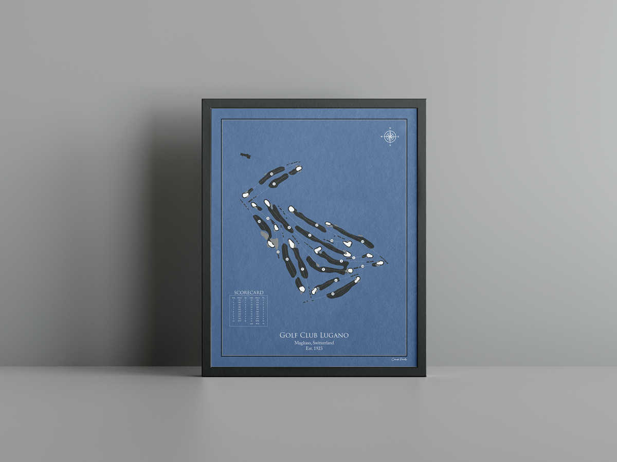 Golf Club Lugano golf course print, navy frame
