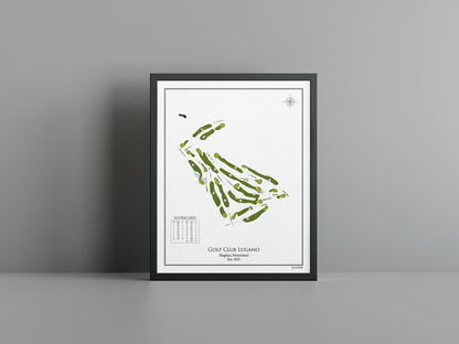 Golf Club Lugano golf course print, white frame