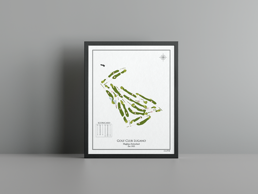 Golf Club Lugano golf course print, white frame