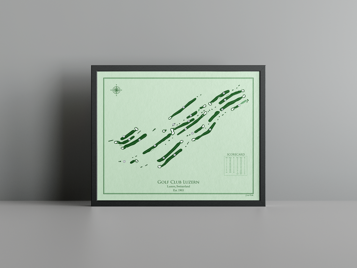 Golf Club Luzern golf course print, green frame